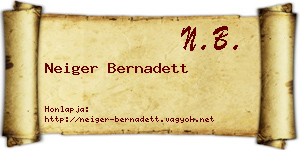 Neiger Bernadett névjegykártya